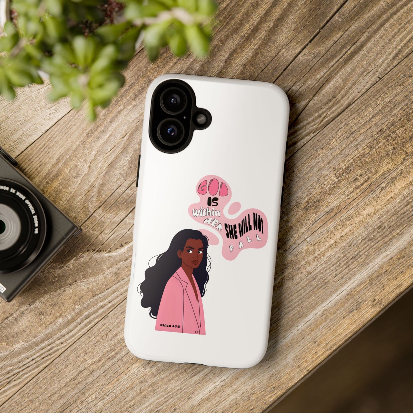 Phone Case — 'God is Within Her, She Will Not Fail' Inspirational Illustrated Case