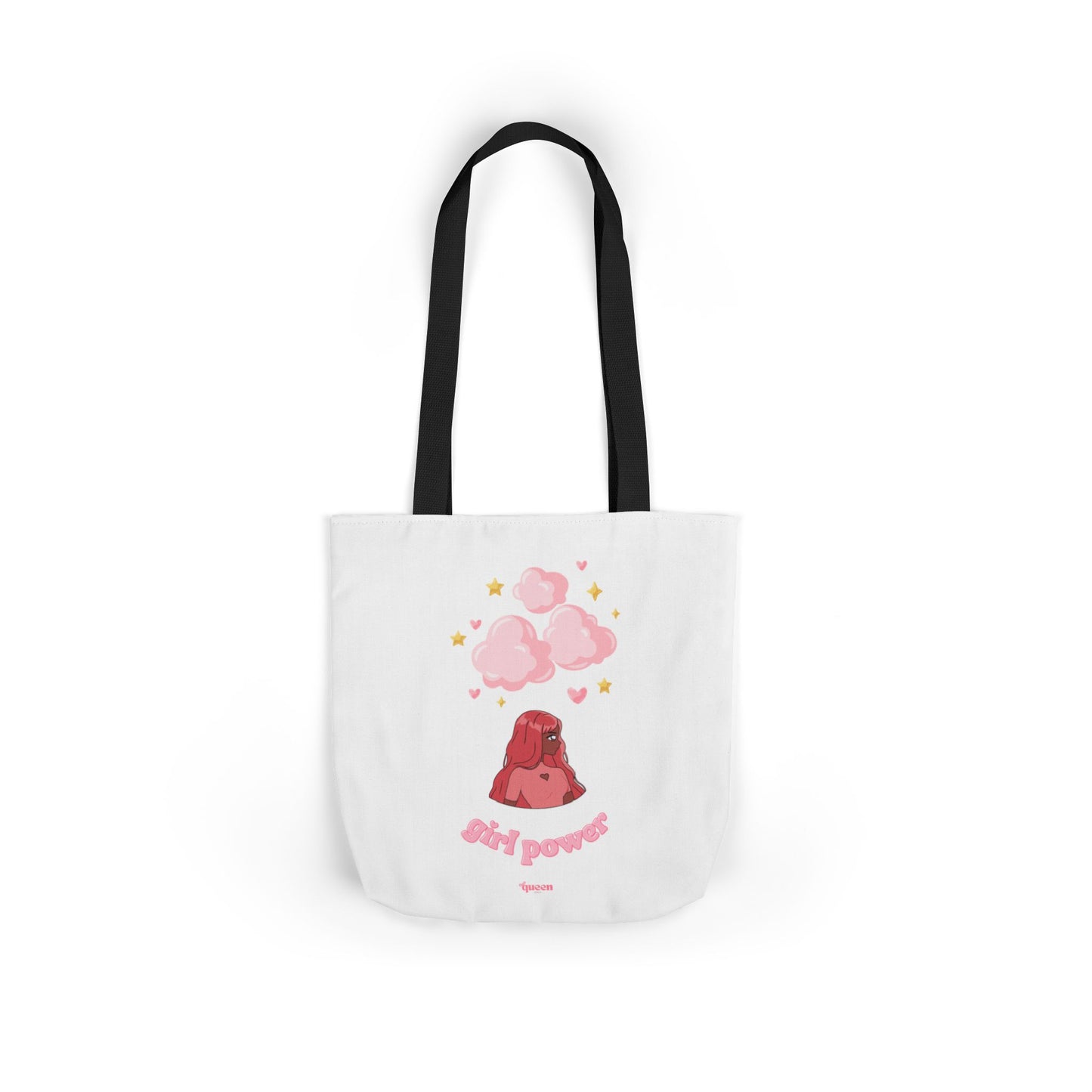 Girl Power Canvas Tote Bag — Cute Volcano & Hearts Eco Shopper