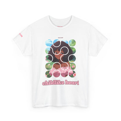 Childlike Heart Graphic Tee — Retro Puzzle Girl Design