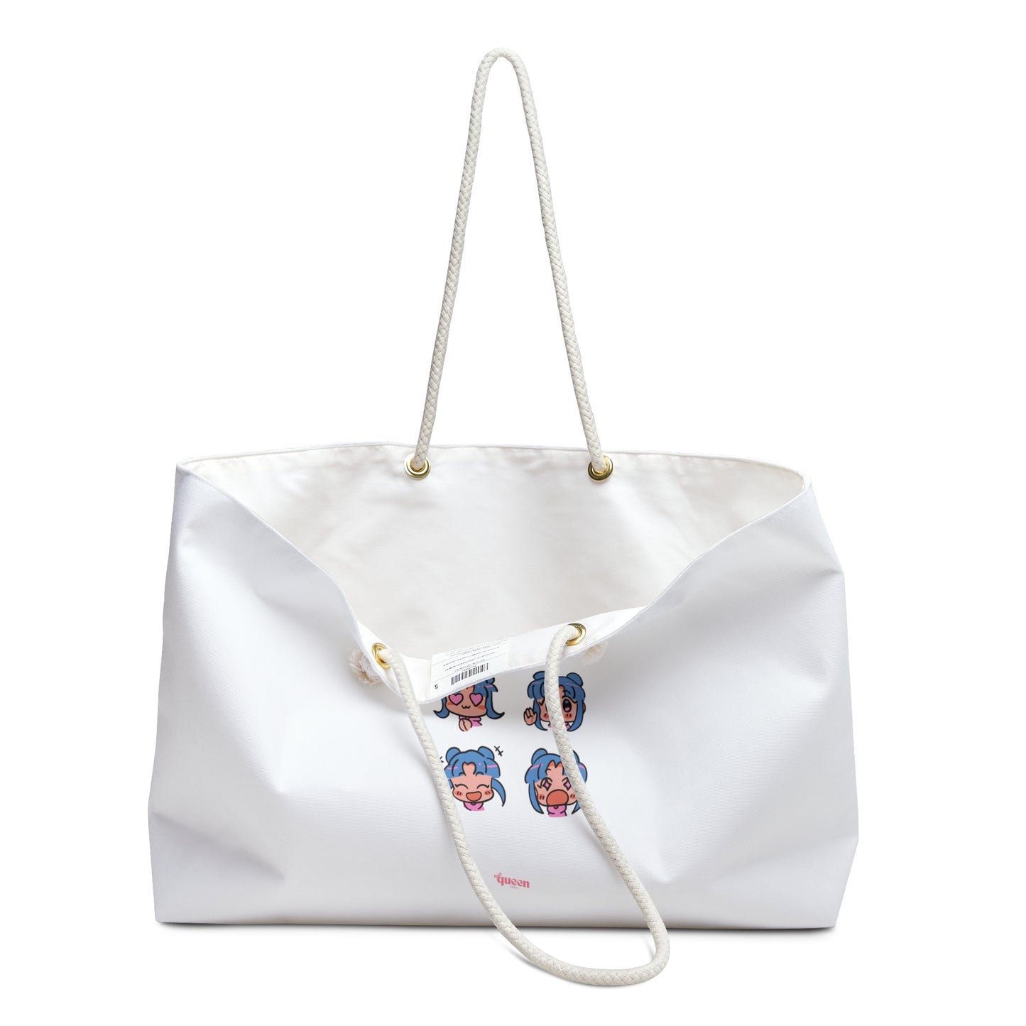 Weekender Bag — Cute 'Four Moods' Anime Faces Large Travel Tote