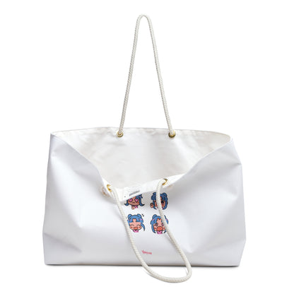 Weekender Bag — Cute 'Four Moods' Anime Faces Large Travel Tote