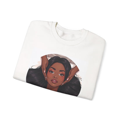Crewneck Sweatshirt — "Brown Skin Princess" Illustration Cozy Pullover