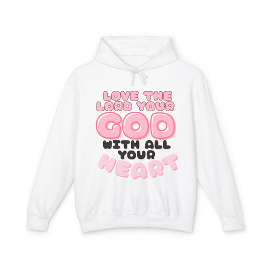 Love the Lord Your God with All Your Heart Hoodie — Pink 'Queen' Christian Pullover