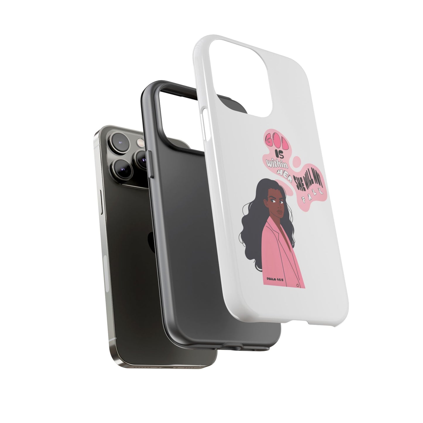 Phone Case — 'God is Within Her, She Will Not Fail' Inspirational Illustrated Case