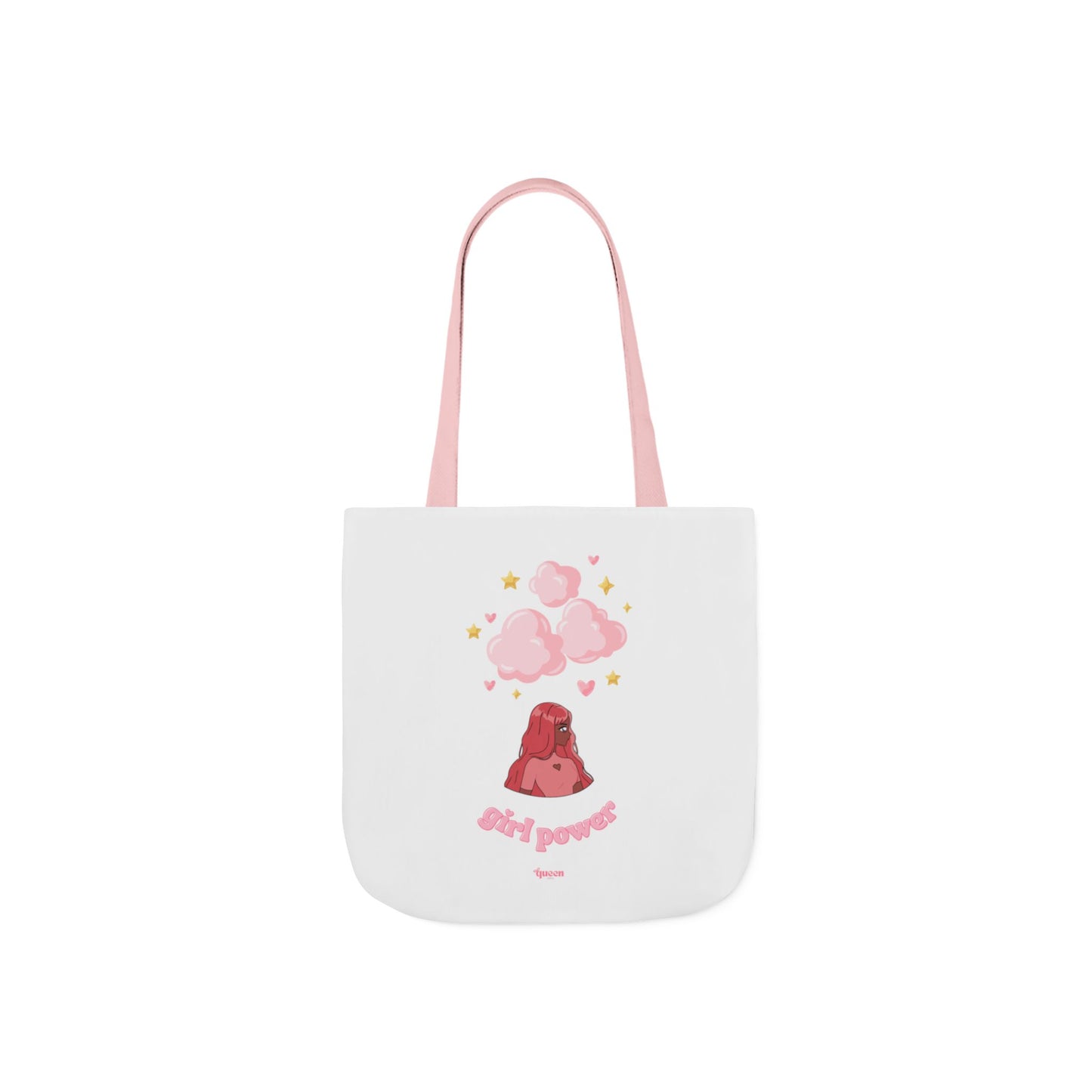 Girl Power Canvas Tote Bag — Cute Volcano & Hearts Eco Shopper