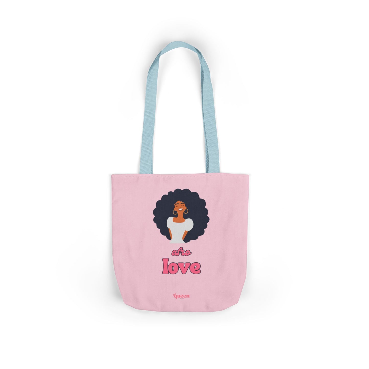 Pink "She’s Love" Afro Woman Canvas Tote