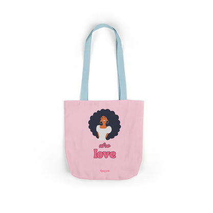 Pink "She’s Love" Afro Woman Canvas Tote