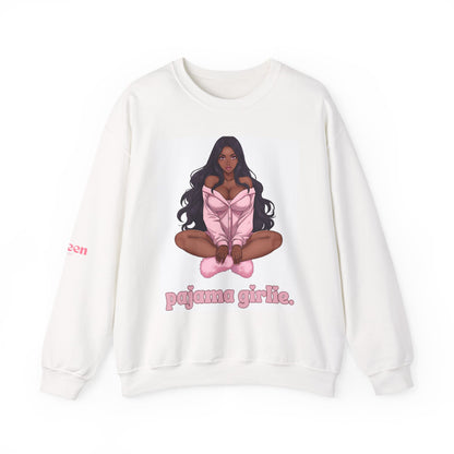 Pajama Girlie Sweatshirt — Cozy Pink Loungewear Crewneck