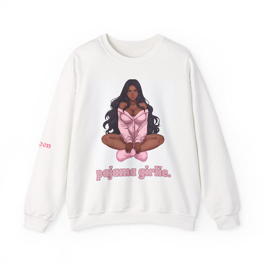 Pajama Girlie Sweatshirt — Cozy Pink Loungewear Crewneck