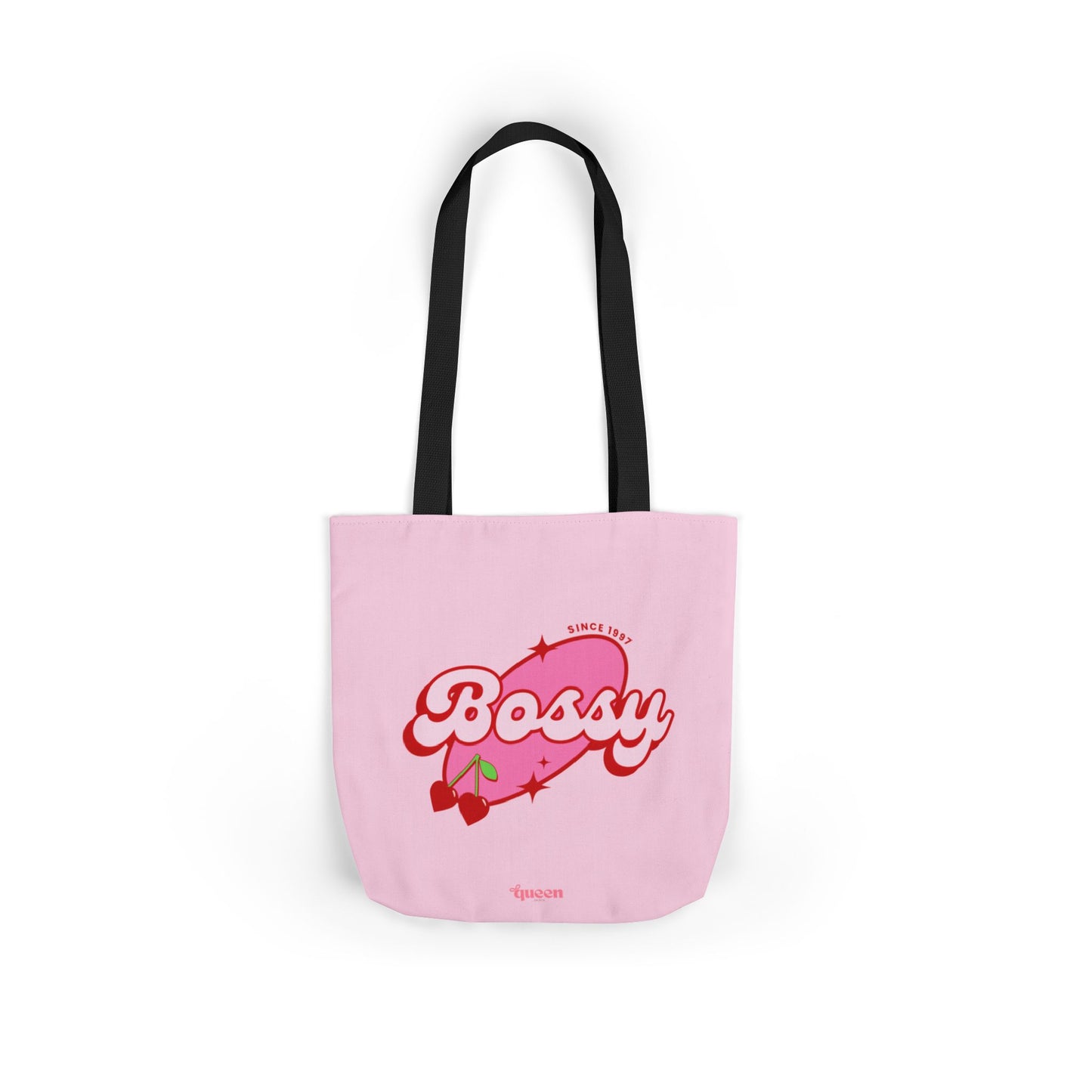 Bossy Pink Heart Tote Bag — Cute Retro Graphic Canvas Tote