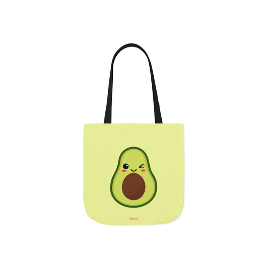 Winking Avocado Canvas Tote Bag — Cute Kawaii Fruit Grocery Shopper