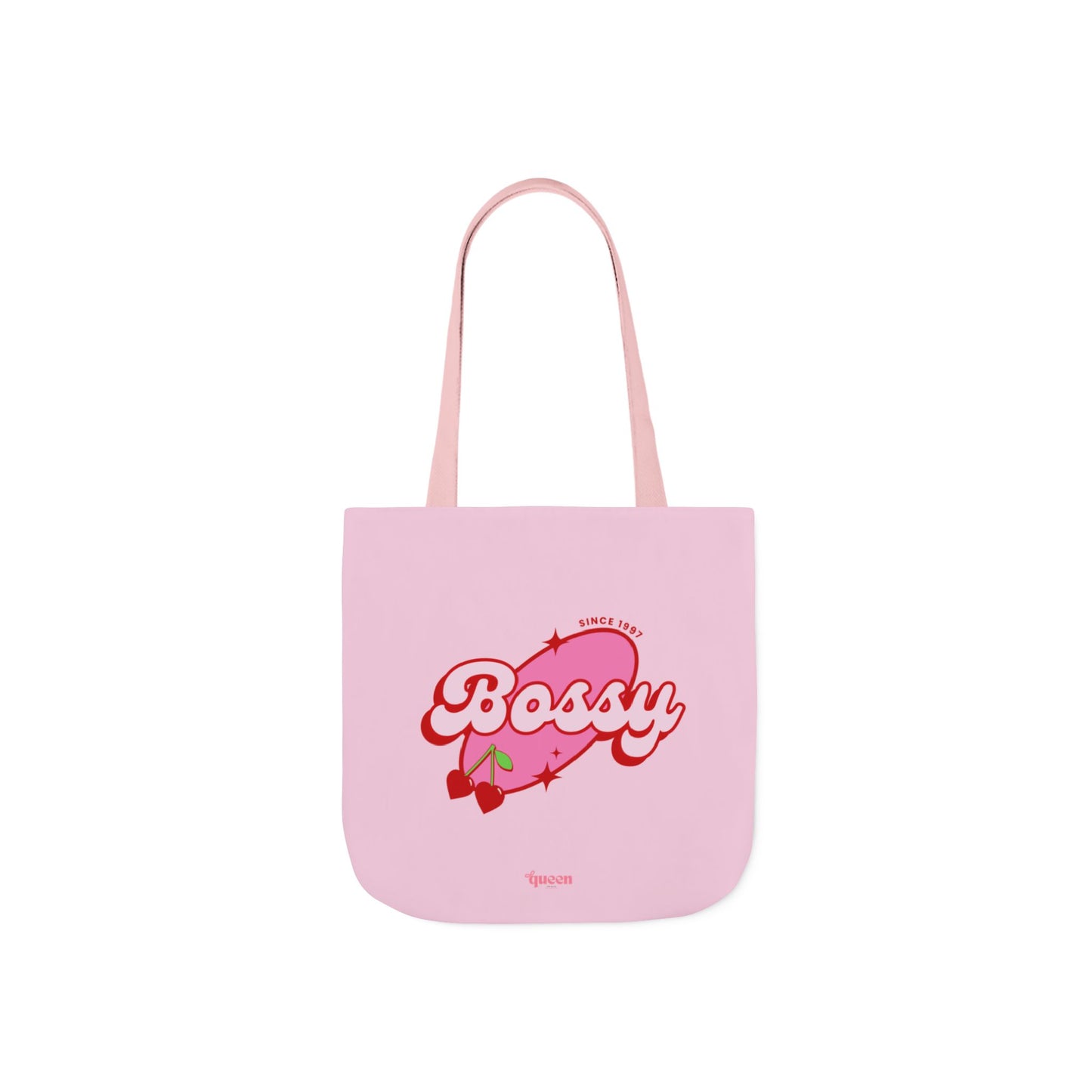 Bossy Pink Heart Tote Bag — Cute Retro Graphic Canvas Tote